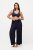 Ulla Popken Wide Leg Smocked Waist Knit Pants Night Blue - Nohavice - Nohavice pre ženy vo veľkých veľkostiach