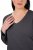Ulla Popken Back To Basics V-Neck Relaxed Fit Cotton Tee Charcoal Grey Melange - Tričká - Dámske tričká