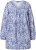 Ulla Popken Allover Printed Pleated Long Sleeve Tee Dark Blue - Potlačené tričká pre ženy - 