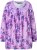 Ulla Popken Allover Printed Pleated Long Sleeve Tee Lavender - Potlačené tričká pre ženy - 