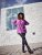 Ulla Popken Pleated Confetti Print Long Sleeve Tee Light Plum - Potlačené tričká pre ženy - 