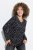 Ulla Popken Allover Printed Long Sleeve Tee Black - Potlačené tričká pre ženy - Dámske tričká s potlačou
