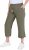 Ulla Popken Cool Linen Elastic Waist Capri Pants Loden Green - Džíny & Nohavice vo Veľkých Veľkostiach – Plus Size - 
