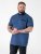 D555 Murray Printed Jacquard Collar & Cuff Short Sleeve Polo Blue - Polokošele - Polokošele 2XL-8XL
