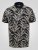 D555 Palmer Leaf Printed Jacquard Collar & Cuff Chest Pocket Polo Black - Polokošele - Polokošele 2XL-8XL