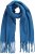 Ulla Popken Trendy Boucle Yarn Fringe Knit Scarf Teal Blue - Doplnky - 
