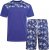 Kam Jeans 5002 Palm Tree Panel Tee And Short Set Electric Blue - Tričká - Nadrozmerné tričká - 2XL-14XL