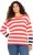Ulla Popken Mixed Stripe Long Sleeve Sweater Hibiscus Red - Mikiny & mikiny bez kapucne - 
