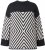 Ulla Popken Graphic Stripe Long Sleeve Turtleneck Sweater Black - Mikiny & mikiny bez kapucne - 