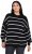 Ulla Popken Oversized Striped Balloon Sleeve Sweater Black - Mikiny & mikiny bez kapucne - 