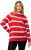Ulla Popken Stripe Fine Knit Turtleneck Sweater Light Red - Mikiny & mikiny bez kapucne - 