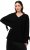 Ulla Popken Lace-Up Cuff Long Sleeve V-Neck Sweater Black - Mikiny & mikiny bez kapucne - 