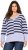 Ulla Popken Split Stripe Long Sleeve V-Neck Sweater Blue Grey - Mikiny & mikiny bez kapucne - 