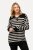 Ulla Popken Striped Troyer Collar Sweater Black - Mikiny & mikiny bez kapucne - Pohodlné mikiny, hoodie a pletené svetre