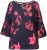 Ulla Popken Botanical Print Cold Shoulder Top Black - Tričká - 