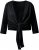 Ulla Popken Versatile Surplice Wrap Tie Hem Bolero Top Black - Tričká - 