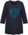 Ulla Popken Peace Love Life 3/4 Sleeve Graphic Tee Navy - Tričká - 