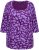 Ulla Popken Scribble Print Square Neck 3/4 Sleeve Tee Violet - Potlačené tričká pre ženy - 