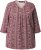 Ulla Popken Mixed Pattern Stripe 3/4 Sleeve Tee Dark Cherry Red - Tričká - 