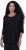 Ulla Popken Flower Epaulet 3/4 Sleeve Top Black - Potlačené tričká pre ženy - 