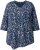 Ulla Popken Ribbon Print 3/4 Sleeve Asymmetric Tee Navy - Potlačené tričká pre ženy - 
