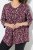 Ulla Popken Ribbon Print 3/4 Sleeve Asymmetric Tee Plum - Potlačené tričká pre ženy - Dámske tričká s potlačou