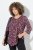 Ulla Popken Ribbon Print 3/4 Sleeve Asymmetric Tee Plum - Potlačené tričká pre ženy - Dámske tričká s potlačou