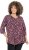 Ulla Popken Ribbon Print 3/4 Sleeve Asymmetric Tee Plum - Potlačené tričká pre ženy - 
