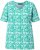 Ulla Popken Coral Reef Printed Short Sleeve V-Neck Tee Emerald - Potlačené tričká pre ženy - 