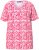 Ulla Popken Coral Reef Printed Short Sleeve V-Neck Tee Lychee - Potlačené tričká pre ženy - 