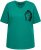 Ulla Popken Embroidered Face Motif Short Sleeve V-Neck Tee Emerald Green - Potlačené tričká pre ženy - 