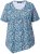 Ulla Popken Floral Pointed Hem Short Sleeve Tee Deep Aqua - Potlačené tričká pre ženy - 
