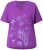 Ulla Popken Marine Print Short Sleeve Tee Purple - Potlačené tričká pre ženy - 