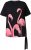 Ulla Popken Flamingo Short Sleeve Graphic Tee Black - Potlačené tričká pre ženy - 