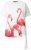 Ulla Popken Flamingo Short Sleeve Graphic Tee Off-White - Potlačené tričká pre ženy - 