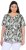 Ulla Popken Feather Print Short Sleeve V-Neck Tee Olive Grey - Potlačené tričká pre ženy - 