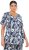 Ulla Popken Feather Print Short Sleeve V-Neck Tee Ink Blue - Potlačené tričká pre ženy - 
