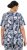 Ulla Popken Feather Print Short Sleeve V-Neck Tee Ink Blue - Potlačené tričká pre ženy - 