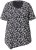 Ulla Popken Bow Print Short Sleeve Pointed Hem Tee Black - Potlačené tričká pre ženy - 