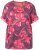 Ulla Popken Quick Drying Flower Print Short Sleeve Tee Dark Cherry - Potlačené tričká pre ženy - 