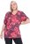 Ulla Popken Quick Drying Flower Print Short Sleeve Tee Dark Cherry - Potlačené tričká pre ženy - 