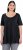 Ulla Popken Essential Front Pleat Tee Black - Tričká - 