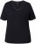 Ulla Popken Satin Trimmed Ribbed Jersey Short Sleeve T-Shirt Black - Tričká - 