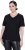 Ulla Popken Satin Trimmed Ribbed Jersey Short Sleeve T-Shirt Black - Tričká - 