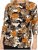 Scandinavian Caramel Flowers Blouse Orange and Brown - Potlačené tričká pre ženy - 