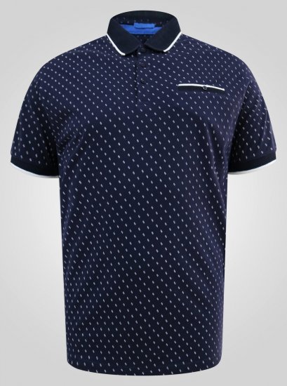 D555 Reid AOP Polo With Jacquard Collar, Pocket And Cuffs Námornícka modrá - Polokošele - Polokošele 2XL-8XL