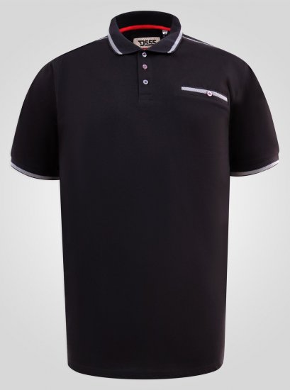 D555 Potts Jersey Polo With Jacquard Collar & Cuffs Čierna - Polokošele - Polokošele 2XL-8XL