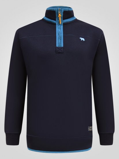 D555 Conway 2 1/4 Zip Neck Fleece Sweatshirt With Bear Logo Námornícka modrá - Mikiny & mikiny bez kapucne - Mikiny & Mikiny s Kapucňou 2XL-12XL