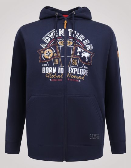 D555 Hector Adventurer Printed Zip Through Hoody Námornícka modrá - Mikiny & mikiny bez kapucne - Mikiny & Mikiny s Kapucňou 2XL-12XL