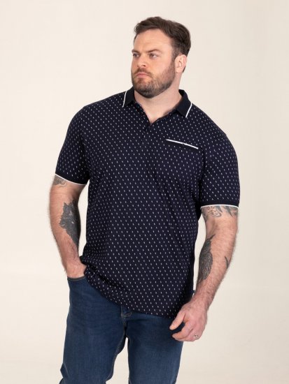 D555 Reid AOP Polo With Jacquard Collar, Pocket And Cuffs Námornícka modrá - Polokošele - Polokošele 2XL-8XL